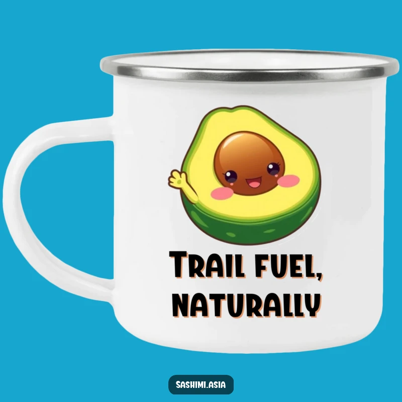 Funny Chubby Avocado Camping Mug: Sip Happy on Your Adventures with This Waving Fruit Cup