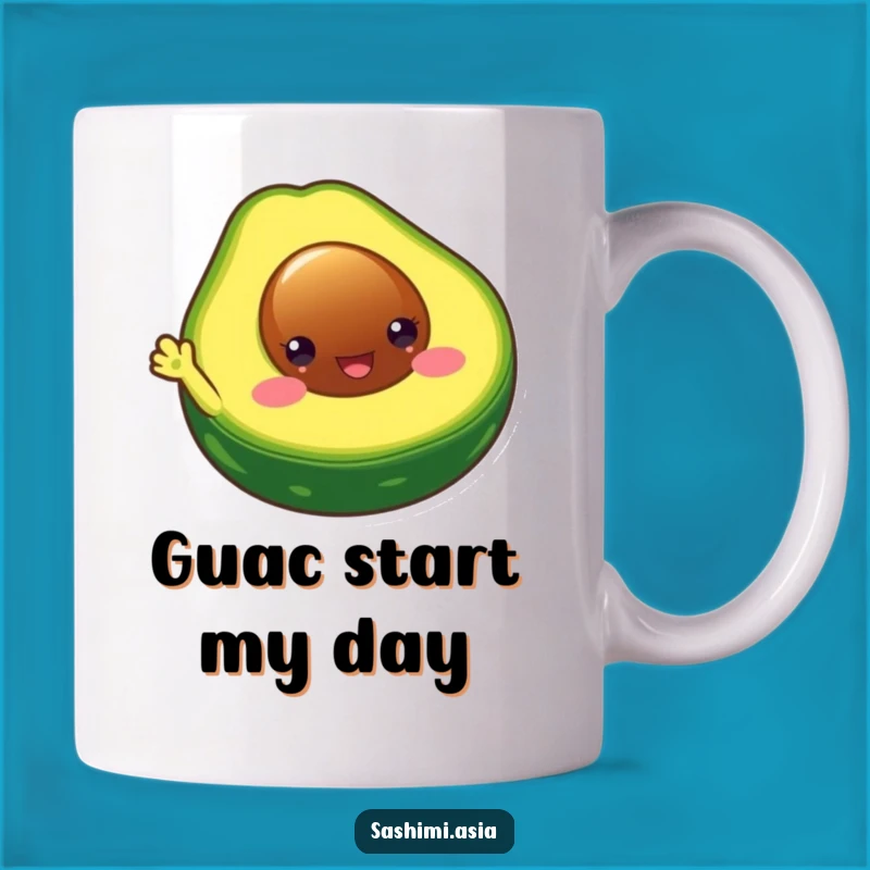 Funny Chubby Avocado Mug: A Hilarious Waving Fruit for Your Morning Brew Delight
