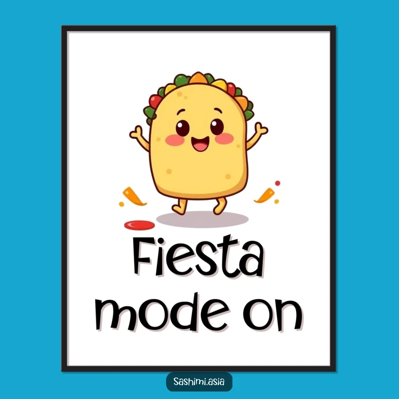 Funny Taco Digital Art: Playful Fiesta Hop Print Gift