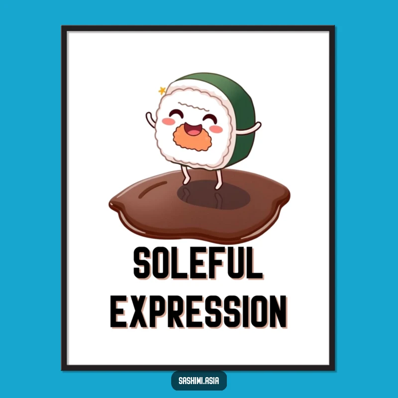 Funny Sushi Digital Art: Dancing Foodie Joyful Print Gift