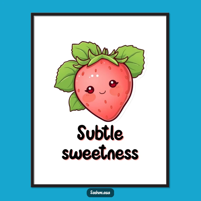 Funny Strawberry Poster: Shy Berry Peekaboo Wall Art Gift