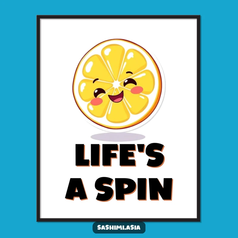 Funny Spinning Lemon Poster: Brighten Your Walls with This Cheerful Citrus Art