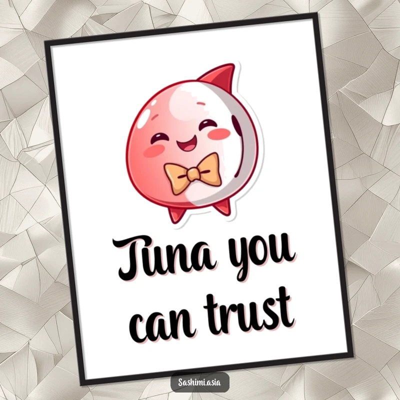 Funny Red Tuna Poster: Elegant dapper tuna artwork wearing a bow tie, bringing sophisticated humor to any wall.