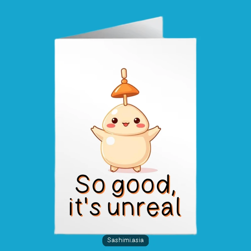 Free Printable Dumpling Birthday Card: Hilarious Tiny Hat Balancing Act Downloadable Gift