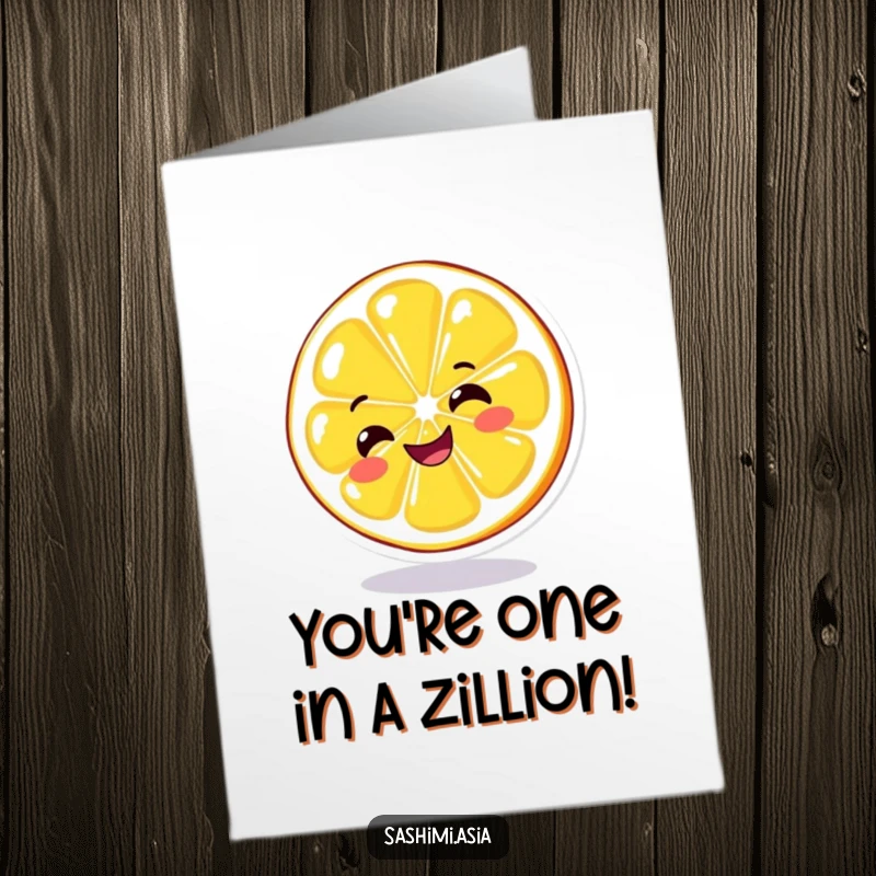 Funny Free Printable Lemon Congratulations Card: A grinning lemon slice spins playfully to celebrate your success.
