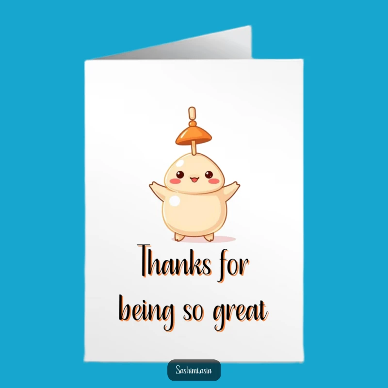 Free Printable Dumpling Thank You Card: Tiny Hat Balancing Act Downloadable Gift