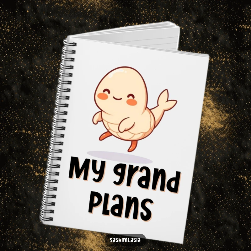 Funny Hopping Shrimp Notebook: Smiling, plump shrimp hopping, perfect for jotting down humorous ideas and plans.